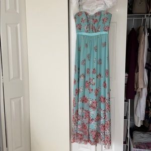BCBG Max - Soft Blue Aqua Strapless Prom Dress